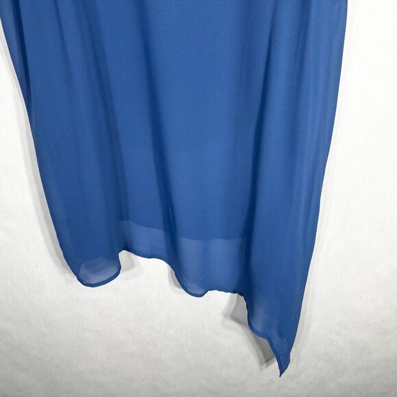 Torrid Plus Size 3X Tank Top Tiered Long Ruffled Asymmetric Blue Chiffon 1490 - Picture 7 of 9